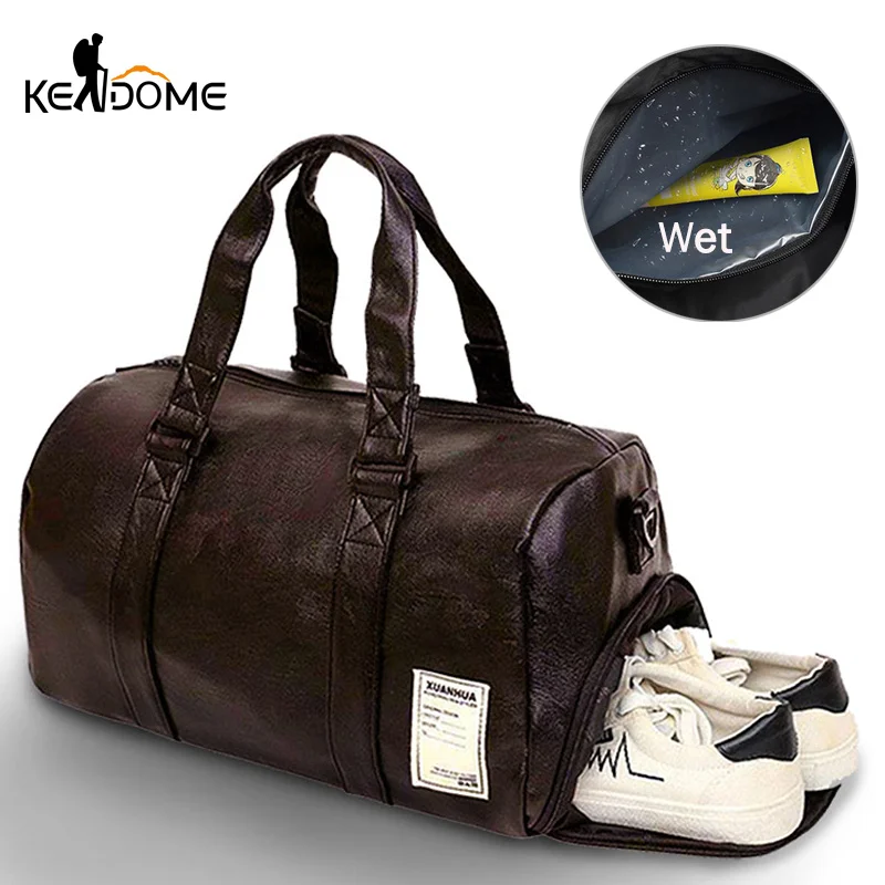 Top Trends: Dry Wet PU Leather Gym Bag Outdoor Travel Handbag For Women Men Waterproof Fitness Training Simming SPorts Shoulder Bags XA170D Shoppable Styles