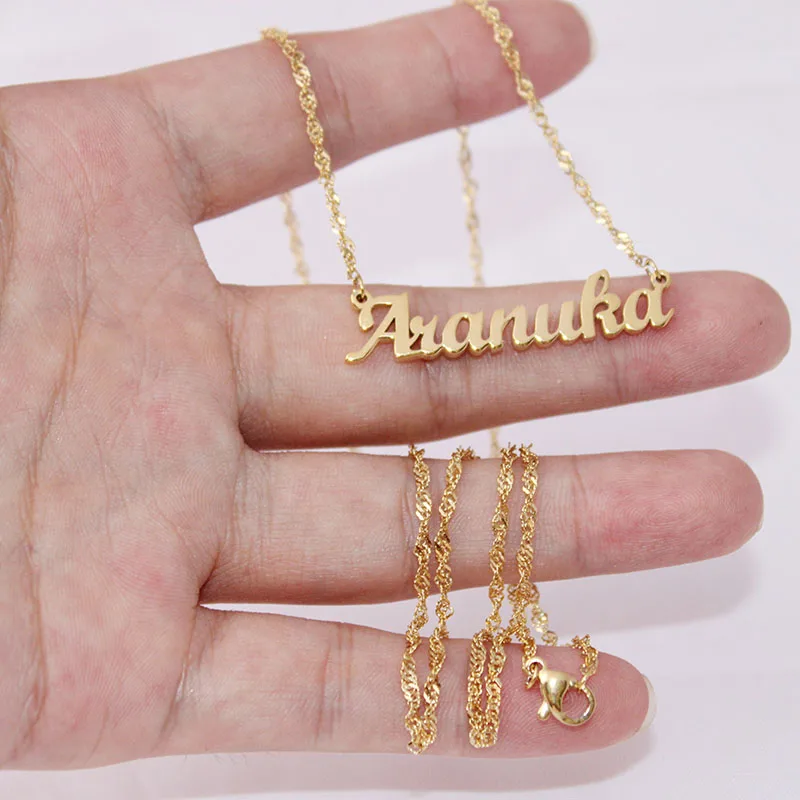 Top Trends: Personalized Custom Gold Color Stainless Steel Name Necklace Pendant Nameplate Necklace With Twisted Chain Shoppable Styles