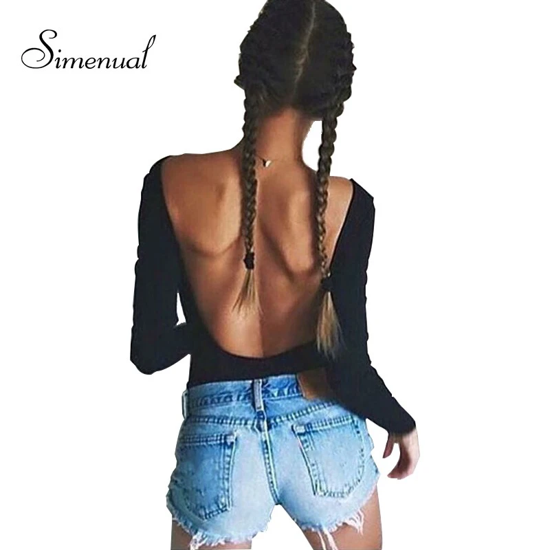 Top Trends: Backless Long Sleeve Autumn Bodysuit Women 2021 Bandage Fitness Slim Black Jumpsuits Bodysuits Sexy Hot Bodycon Overalls Clothes Shoppable Styles