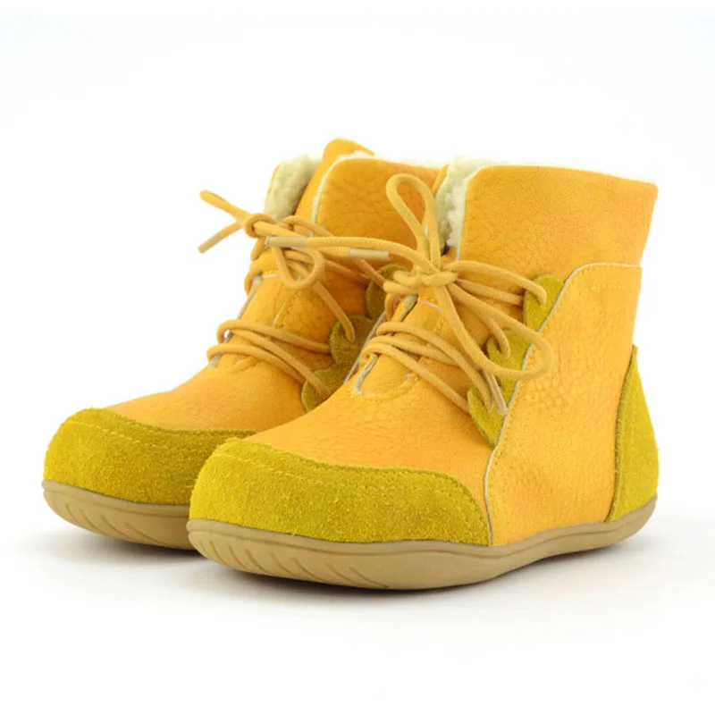 Top Trends: New Boys Girls Winter Boots Suede Leather Toddler Baby Snow Boots Thick Soft School Shoes Lace-up Shorts Flat Botas Size22-33 Shoppable Styles