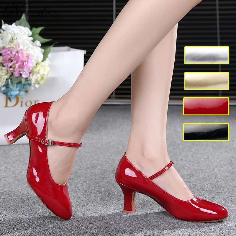 Top Trends: Patent Leather Shiny Closed Toe Salsa Shoes Black Gold Silver Red Ballroom Tango Latin Dance Shoes For Women 5cm / 7cm Heels Shoppable Styles