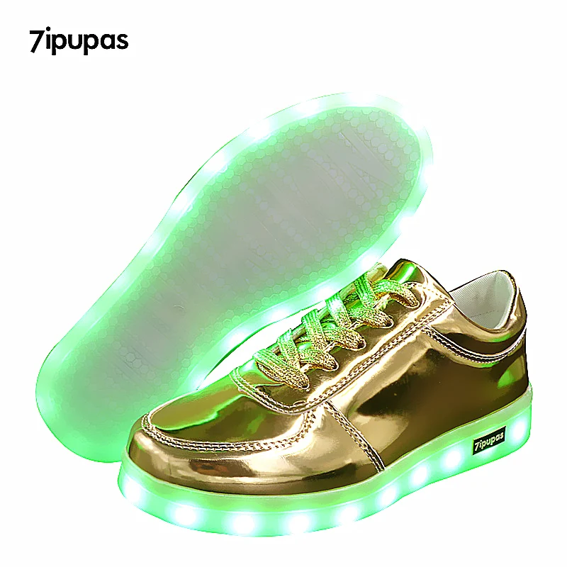 Top Trends: 7ipupas NEW Children Led Sneakers USB Charging Kids LED Luminous Gold Shoes Boys Girls Of Colorful Flashing Lights Up Sneakers Shoppable Styles