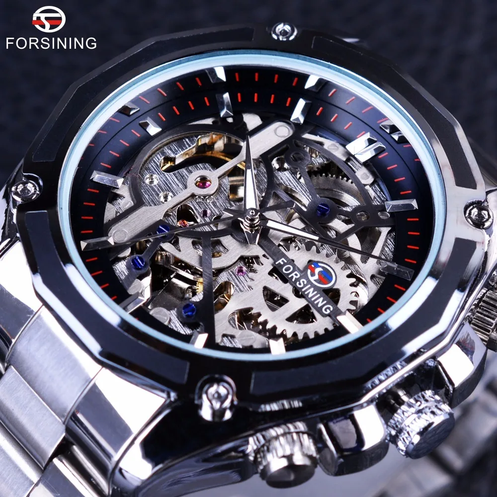 Top Trends: Forsining Mechanical Steampunk Design Fashion Business Dress Men Watch Top Brand Luxury Stainless Steel Automatic Skeleton Watch Shoppable Styles