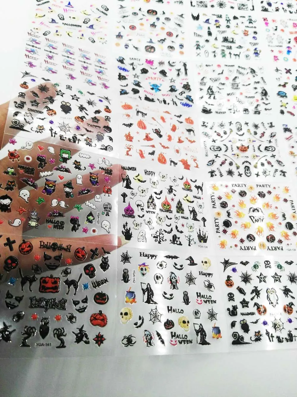 Top Trends: 1 Set Halloween 3D Nail Art Sticker Black Nail Art Nails Stickers Adhesive Skull Nail Art Lace Stickers Decals Transfers Shoppable Styles