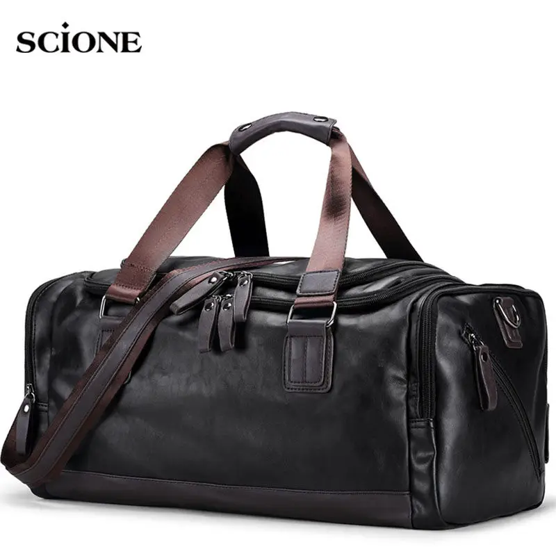 Top Trends: Men&#039;s PU Leather Gym Bag Sports Bags Duffel Travel Luggage Tote Handbag For Male Fitness Men Trip Carry ON Shoulder Bags XA109WA Shoppable Styles