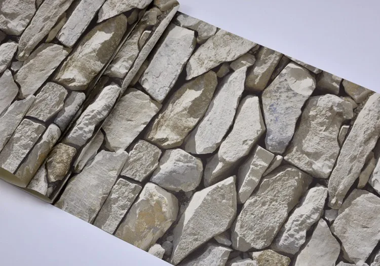 3D kivimustriga tapeet rullis, hallid ja beežid toonid