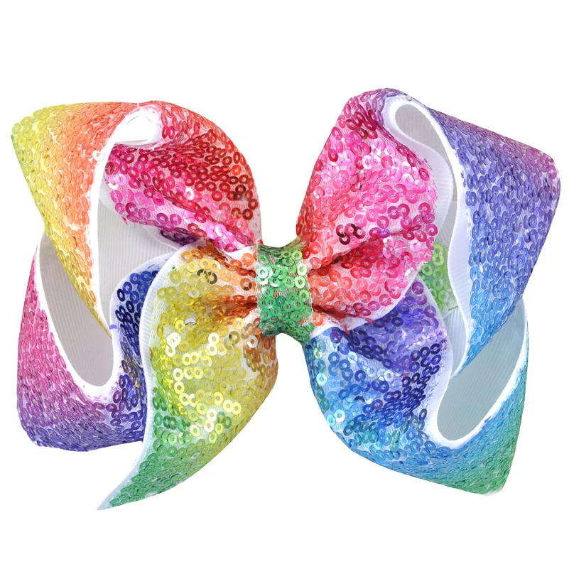 Top Trends: 6 Inch / 8 Inch Large Sequins Grosgrain Ribbon Hair Bows With Alligator Clips Girl Kids Barrette Colorful Bowknot Hair Accessories Shoppable Styles - Image 3