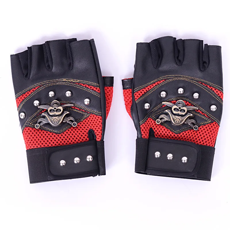 Top Trends: Skulls Rivet PU Leather Fingerless Gloves Fashion Hip Hop Men Women's Gym Gloves Tactical Mitts Female Moto Mittens Men's Gloves Shoppable Styles - Image 6