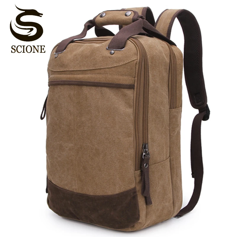 Top Trends: Scione Large Capacity Canvas Backpack Shoulder Bags Female / Male Travel Men's Backpack Functional Versatile Casual Bag Shoppable Styles