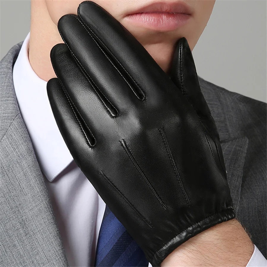 Top Trends: Autumn And Winter Leather Gloves Men'S Short Leather Gloves Men'S Driving Warm And Thin Models NM792B-5 Shoppable Styles