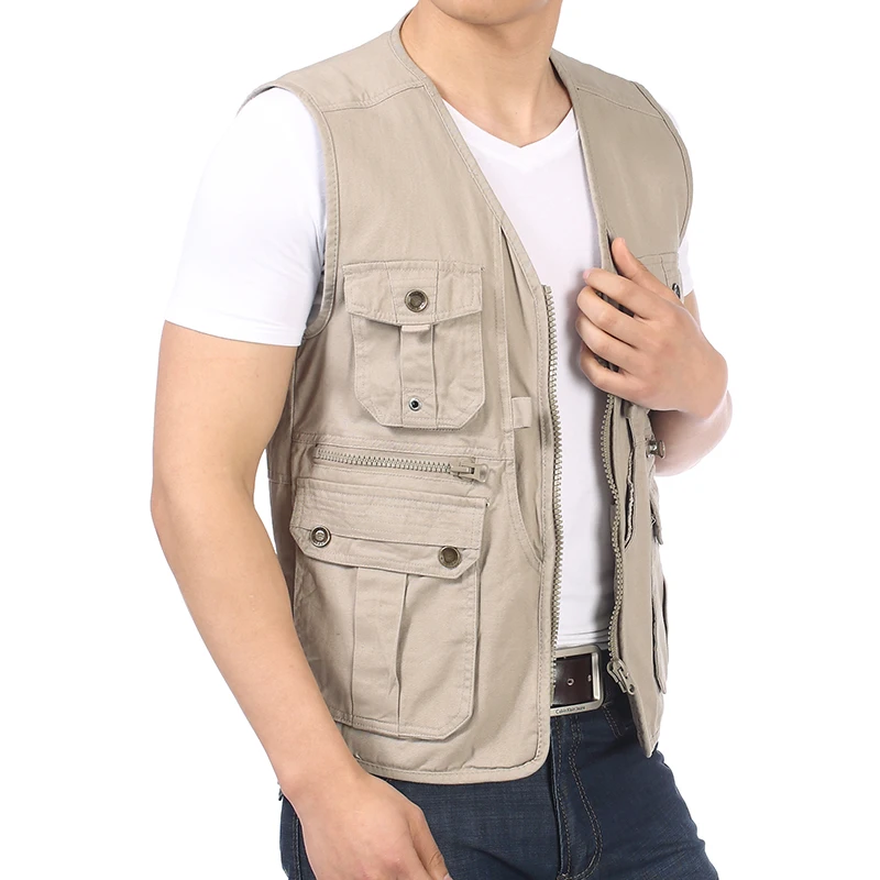 Top Trends: Spring Autumn Man Casual Vest With Multi Function Pockets Design Waistcoat Male V-neck Herringbone Gilets Men Leisure Vests 4XL Shoppable Styles