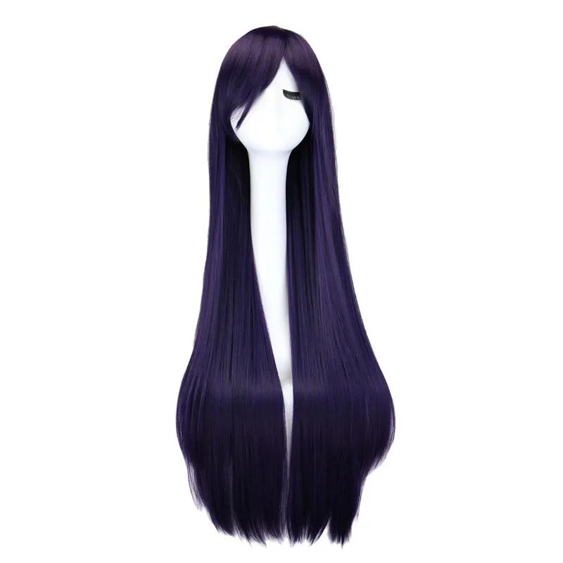 Top Trends: QQXCAIW Long Straight Cosplay Wig Black Purple Black Red Pink Blue Dark Brown 100 Cm Synthetic Hair Wigs Shoppable Styles