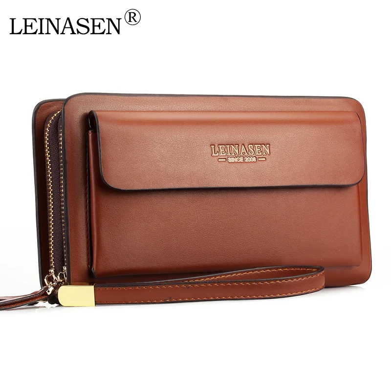 Top Trends: Brand Men Wallets With Coin Pocket Zipper Double Zipper Male Wallet Long Large Men Purse Coin Clutch Bag Black Business Shoppable Styles