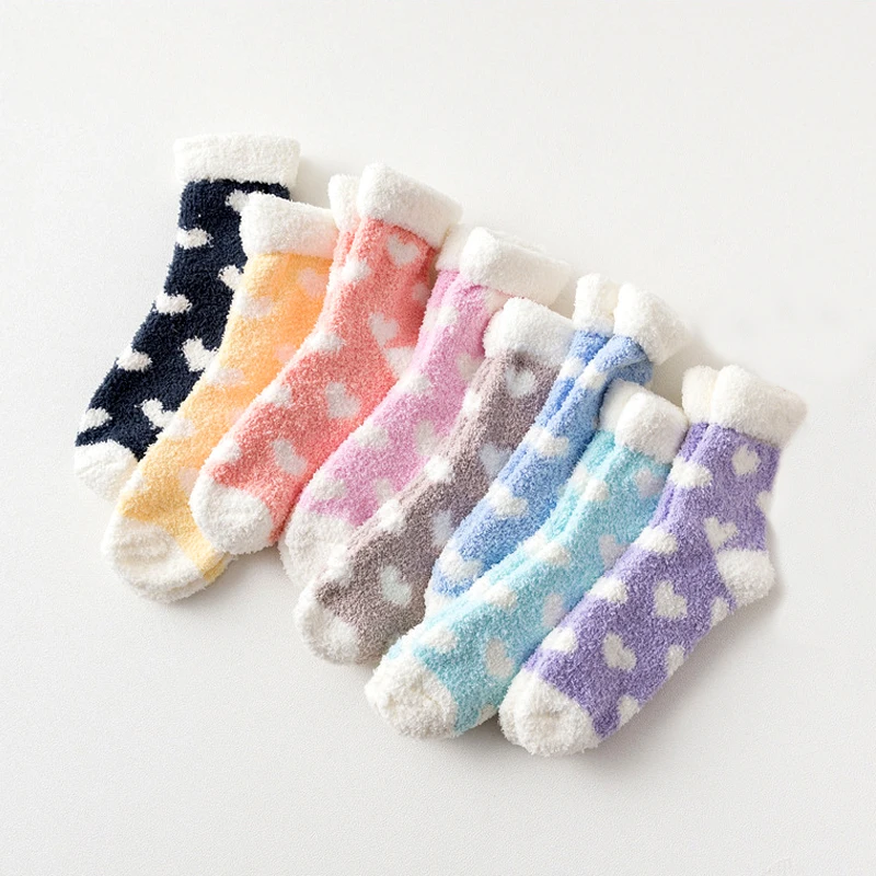 Top Trends: Candy Warm Lady Heart Cute Winter Kawaii Thick Casual Women Socks Fuzzy Fluffy Terry Warm Socks Short Cute Cotton Socks Female Shoppable Styles