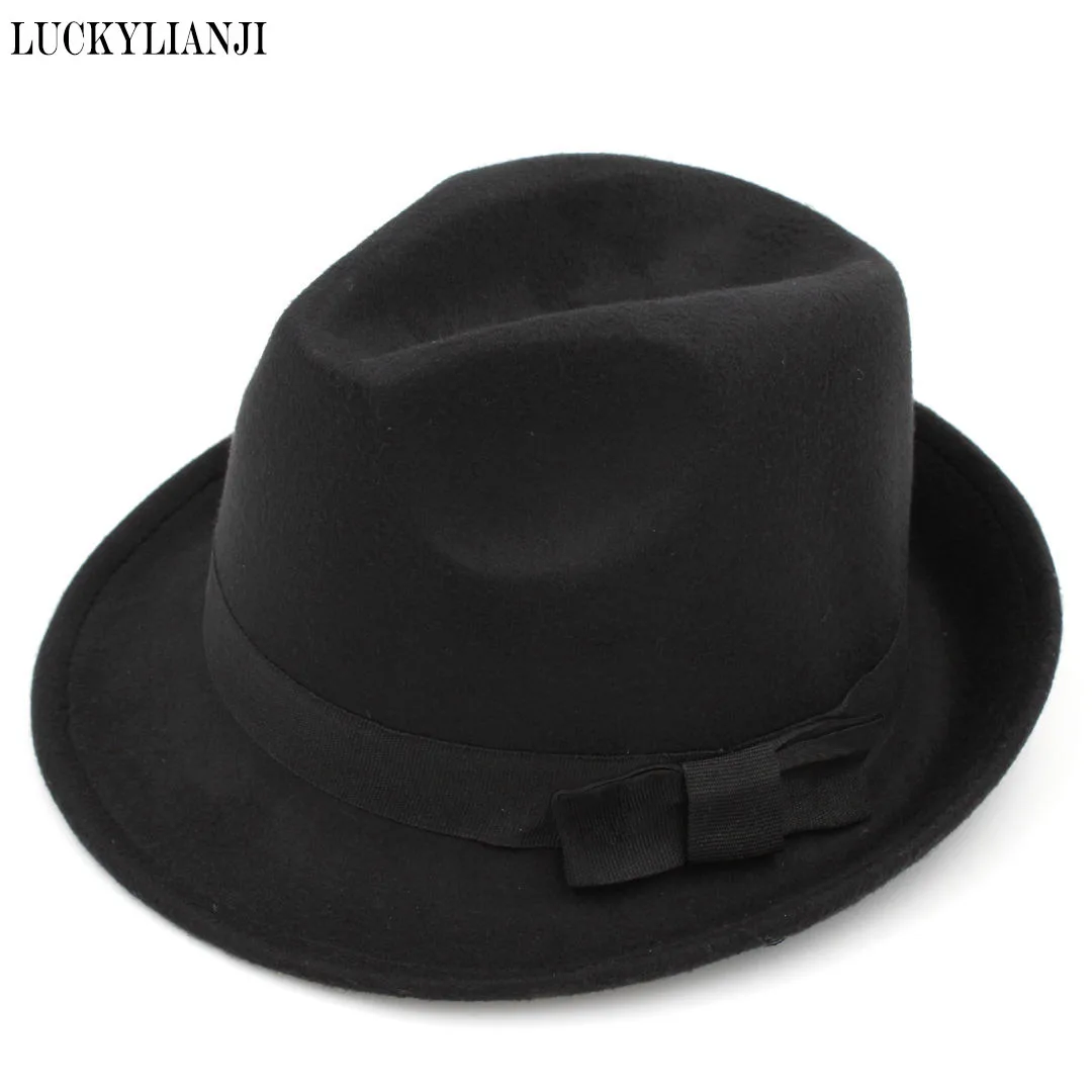 Top Trends: LUCKYLIANJI Vintage Boys Girls Kids Child Rolled Brim Trilby Fedora Hat Pinch Crown Jazz Cap (54CM Adjust Rop Inside) Shoppable Styles