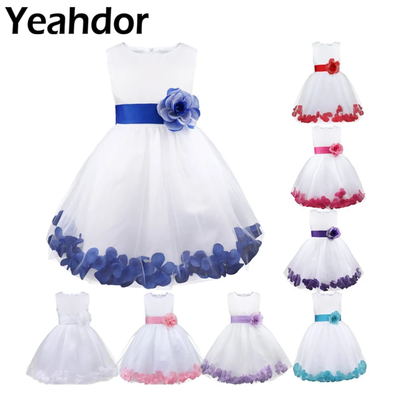 Top Trends: Girls Flower Petals Dresses Pageant Wedding Bridal Tulle Dress Kids Flower Girl Dress Children's Party Costume Girl's Clothing Shoppable Styles