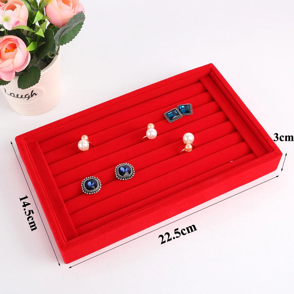 Top Trends: New Fashion Jewelry Display Velvet / PU Slots Earring Ring Tray Organizer Holder Case Box Wholesale Storage Ring Earring Key Shoppable Styles - Image 2