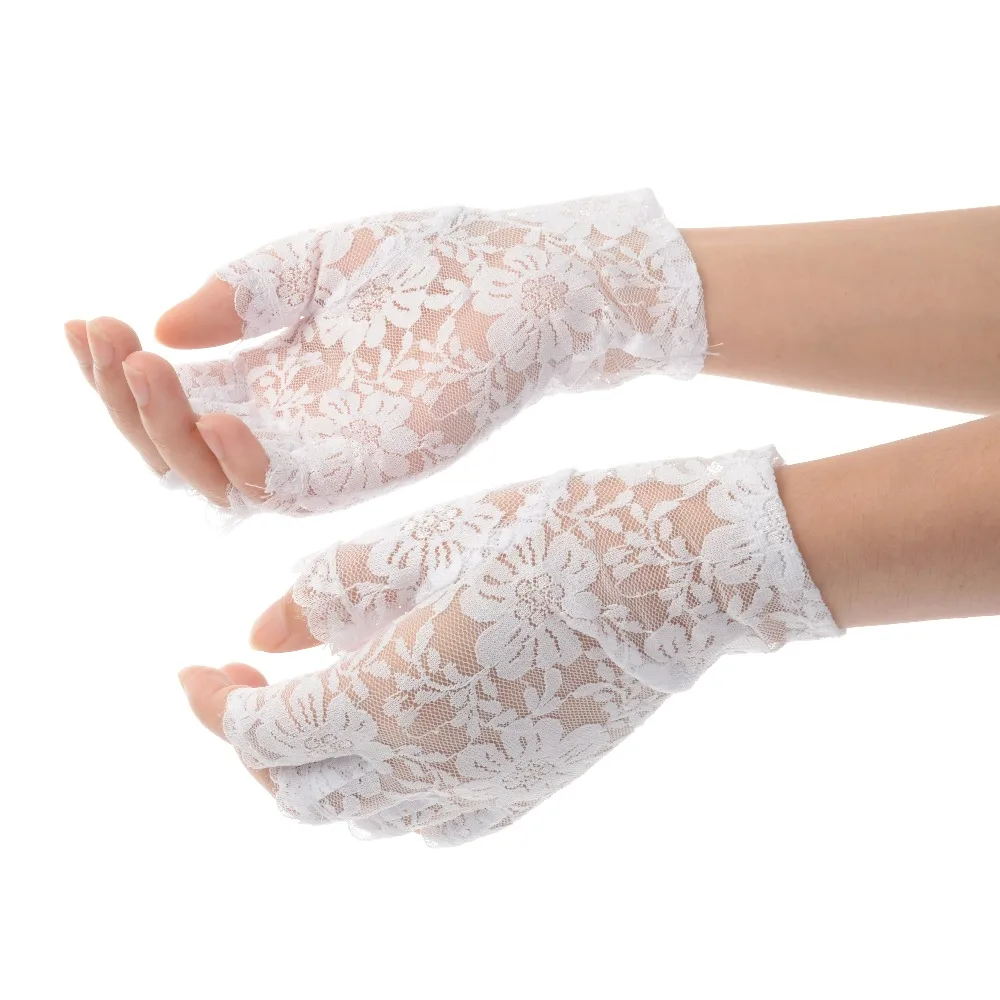 Top Trends: 2023 Women Vintage Amazing Goth Party Sunscreen Sexy Dressy Lace Driving Gloves Short Gloves Anti-uv Mittens Fingerless Style Shoppable Styles