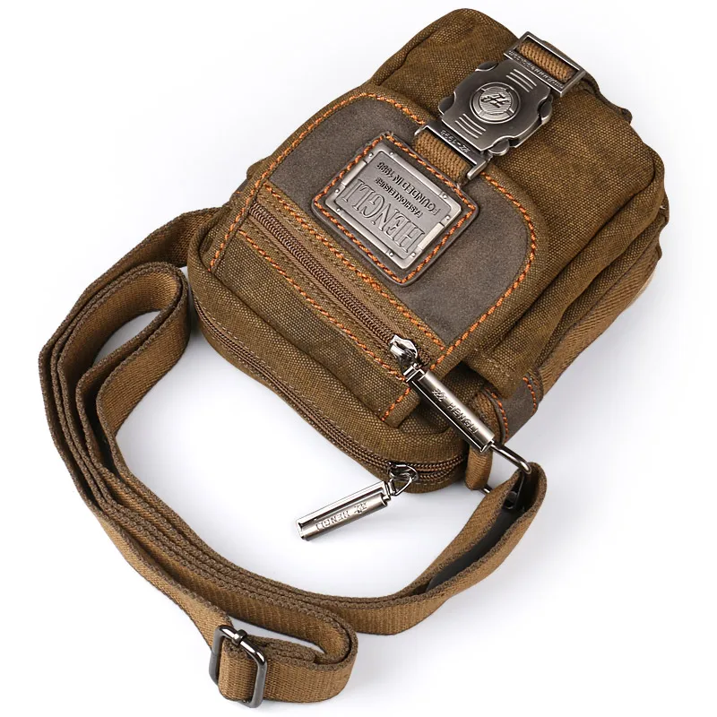 Top Trends: High-Quality Ruil Retro Canvas Small Bags Men Fashion Multi-Functional Pockets Leisure Travel Phone Bag Toolkit Vintage Package Shoppable Styles