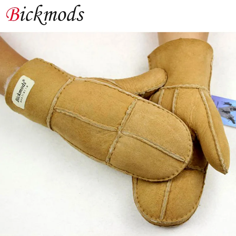 Top Trends: Sheepskin Fur Mittens Women's Ordinary Thick Winter Warm Hand-Stitched Boy Outdoor Windproof Cold Fingerless Gloves Shoppable Styles - Image 3