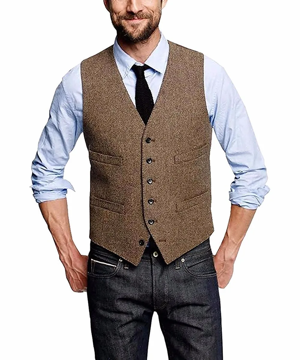 Top Trends: Mans Suit Vest Wool Herringbone Formal Groom's Wear Suit Vest Men's Wedding Tuxedo Waistcoat Plus Size Shoppable Styles