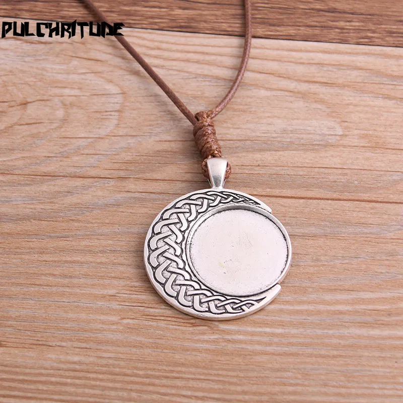 Top Trends: 2pcs Zinc Alloy Antique Silver 25mm Round Cabochon Settings Blank Cameo Pendant Base Tray With Leather Cord For Jewelry Making Shoppable Styles - Image 4