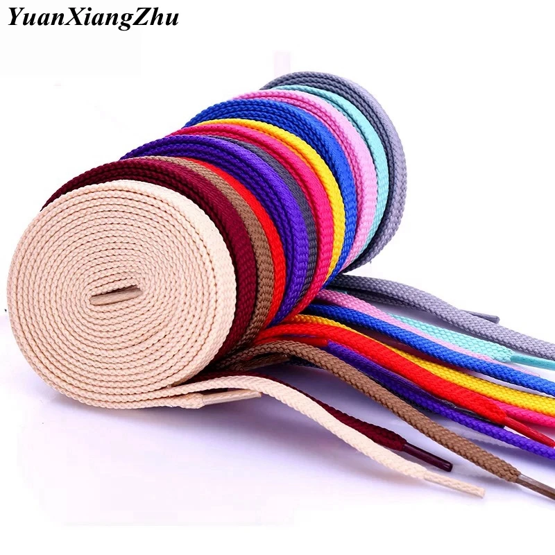 Top Trends: 1Pair Double Flat Laces High Quality Polyester Shoelaces Fashion Sports Casual Shoe Lace Solid Flat Shoelace 28Colors Shoppable Styles