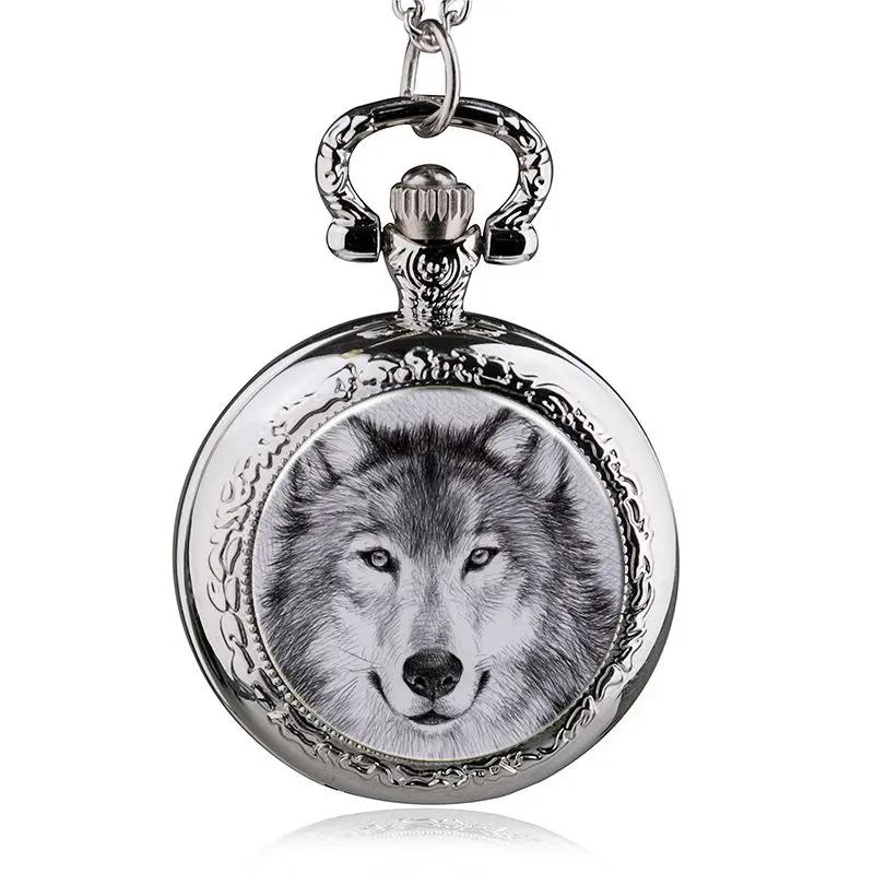 Top Trends: New Fashion Wolf Quartz Pocket Watch Personalised Pendant Necklace Men Watch Women Watch Relojes De Bolsillo Reloj Hombre Shoppable Styles