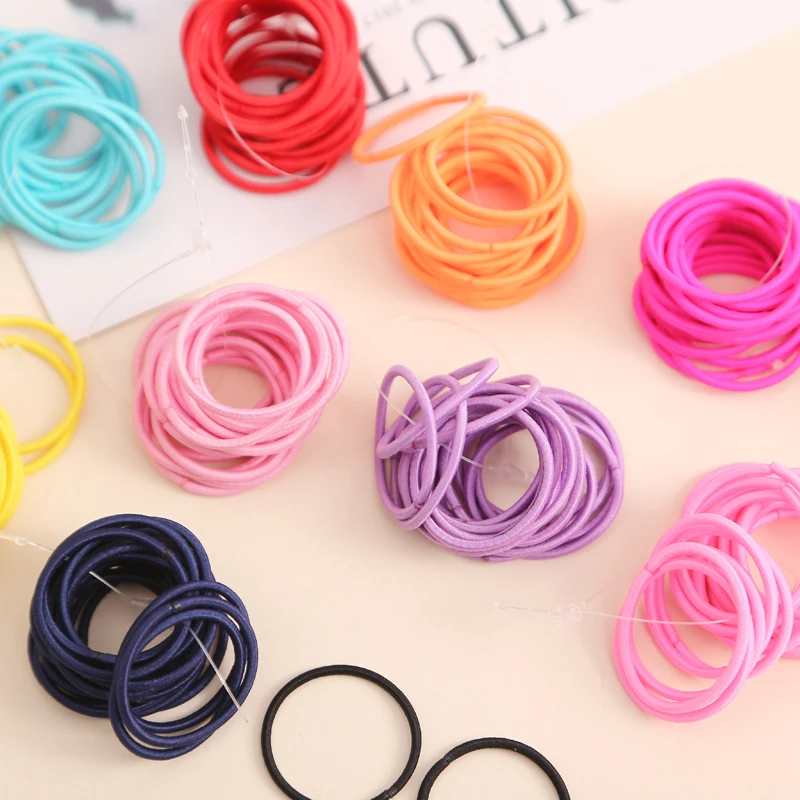 Top Trends: AIKELINA 100pcs / lot 3CM Cute Girl Ponytail Hair Holder Hair Accessories Thin Elastic Rubber Band For Kids Colorful Hair Ties Shoppable Styles - Image 4