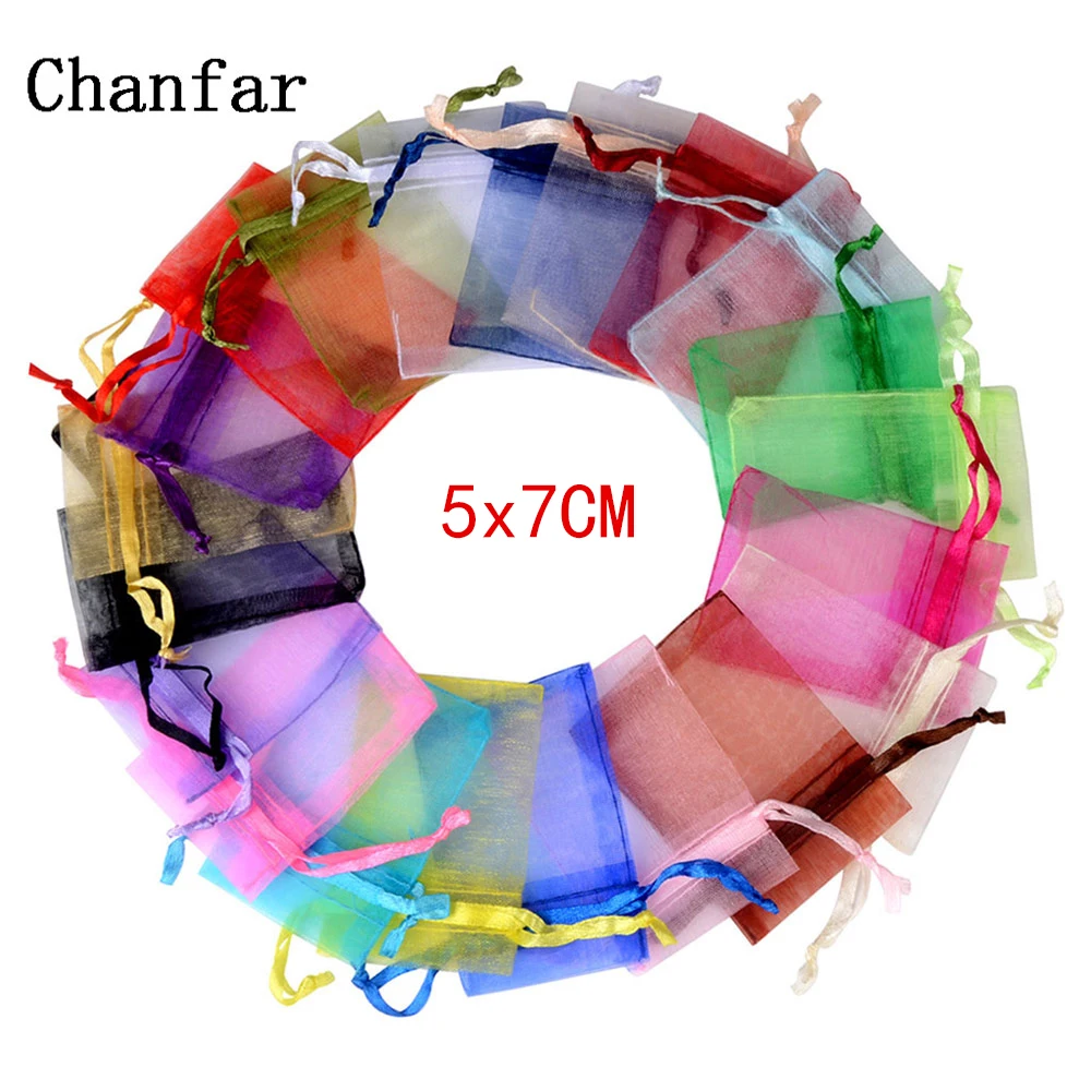 Top Trends: 100pcs 5x7CM Colorful Decoration Drawstring Packaging Pouches&Bag Small Organza Bags Jewelry For Gift Engagement Color Selection Shoppable Styles