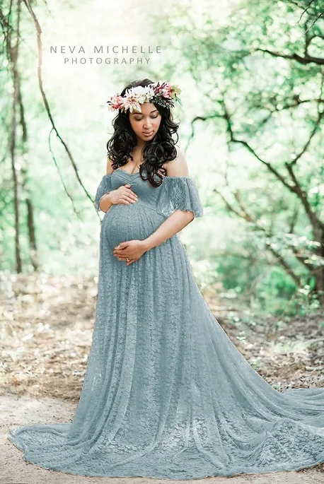 Top Trends: 2020Trailing Dress Maternity Photography Props Pregnancy Dress Photography Clothes For Photo Shoot Pregnant Dress Lace Maxi Gown Shoppable Styles