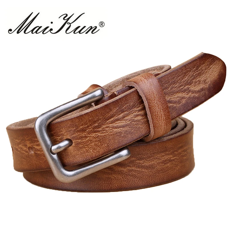 Top Trends: MaiKun Thin Belts For Women Unisex Genuine Leather Belt Female Metal Pin Buckle Belt Shoppable Styles