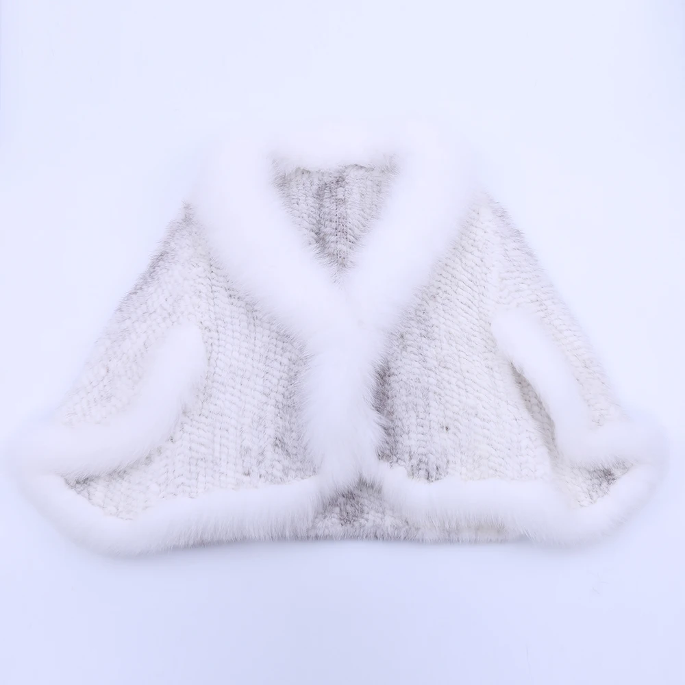 Top Trends: New Genuine Knitted Mink Fur Shawl Wrap Cape With Fox Fur Collar Triming Women Lady Mink Fur Coat Jacket Stole Shoppable Styles - Image 6