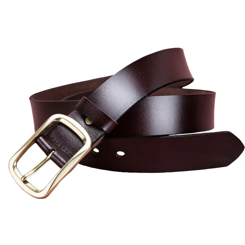 Top Trends: Fashion Genuine Leather Belts For Men Alloy Copper Pin Buckle Strap For Jeans High Quality Second Layer Cow Skin Belt Man Brown Shoppable Styles - Image 3