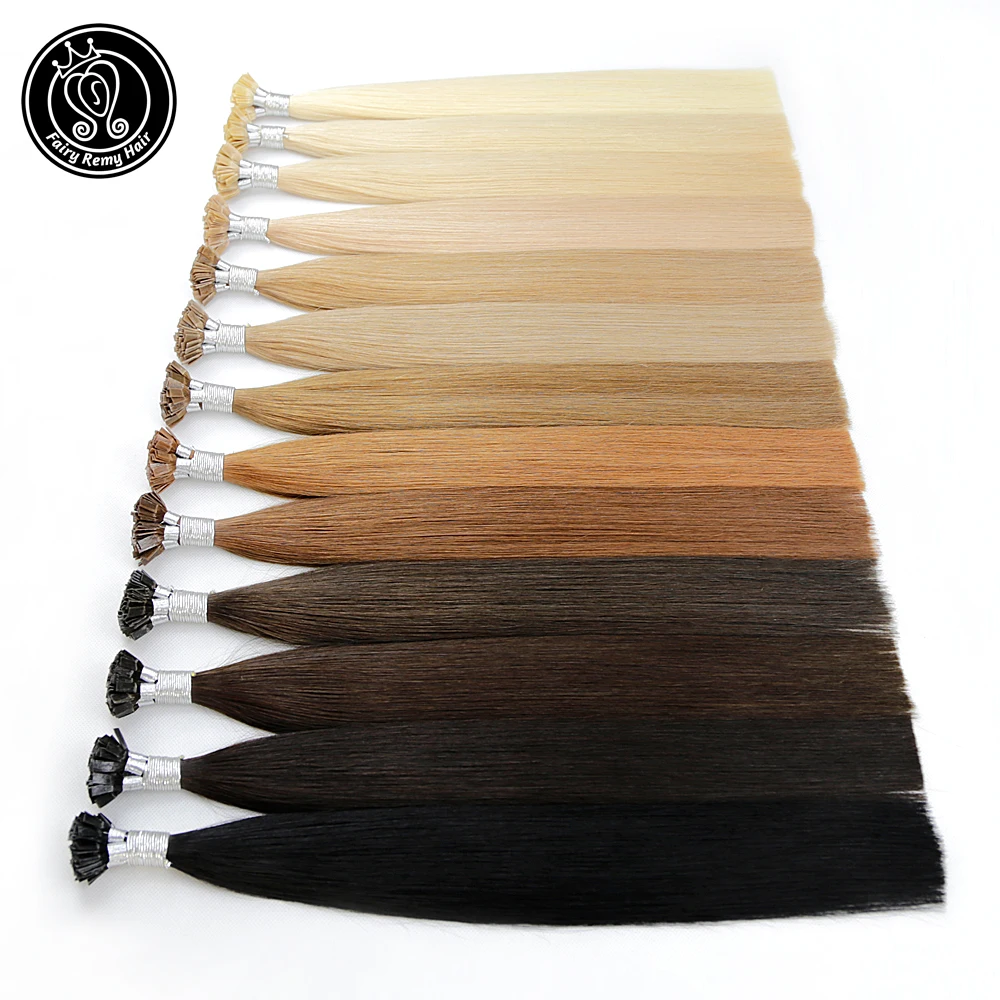 Top Trends: Fairy Remy Hair 20-22&quot; Remy Keratin Flat Tip Human Hair Extensions Straight Capsules Natural Pre Bonded Hair 0.8g / Strand Shoppable Styles