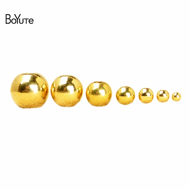 Top Trends: BoYuTe (100 Pieces / Lot) 2-2.5-3-4-5-6MM Round Metal Brass Solid Spacer Beads For Jewelry Making DIY Accessories Wholesale Shoppable Styles