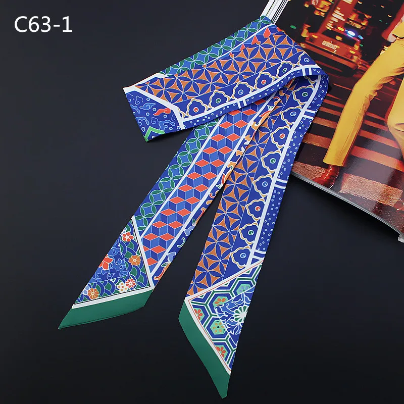 Top Trends: 2023 New Geometric Floral Print Silk Scarf Women Luxury Brand Scarf Bag Ribbons Fashion Head Scarf Small Long Skinny Scarves Shoppable Styles - Image 2