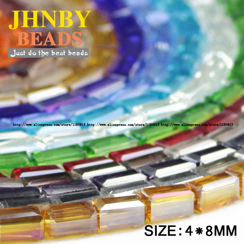 Top Trends: JHNBY Rectangle Austrian Crystal Beads 4*8mm 50pcs High Quality Square Shape Glass Loose Beads For Jewelry Making Bracelet DIY Shoppable Styles - Image 2