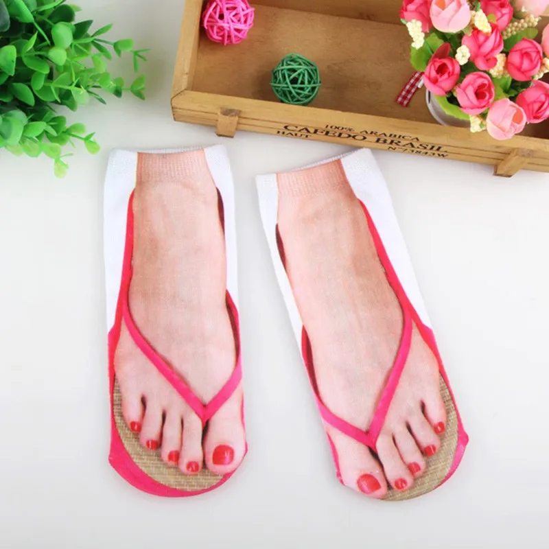 Top Trends: 3D Printed Flip Flops Socks Cute Foot Funny Socks Slippers Outdoor Camping Hiking Running Comfortable Socks Women New Shoppable Styles