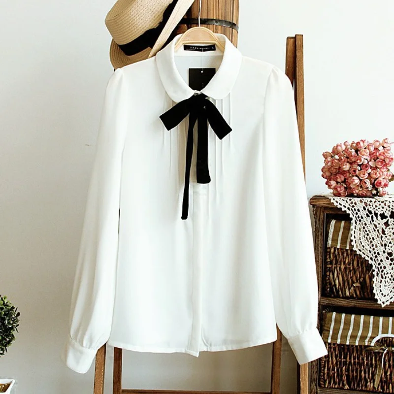 Top Trends: Fashion Female Elegant Bow Tie White Blouses Chiffon Collar Casual Shirt Office Ladies Blouse Summer Breathabl Blouses For Women Shoppable Styles