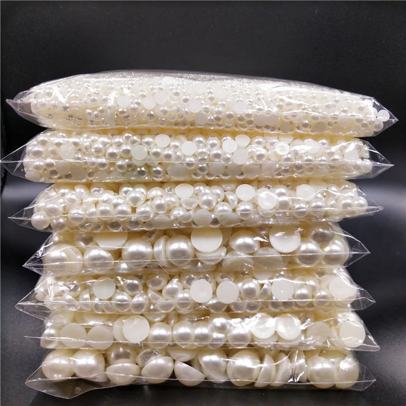 Top Trends: 3-16mm Half Round Acrylic White Ivory Imitation Pearl Flatback Beads For Jewelry Making DIY / Headwear / Nail Art / Phone Decorate Shoppable Styles