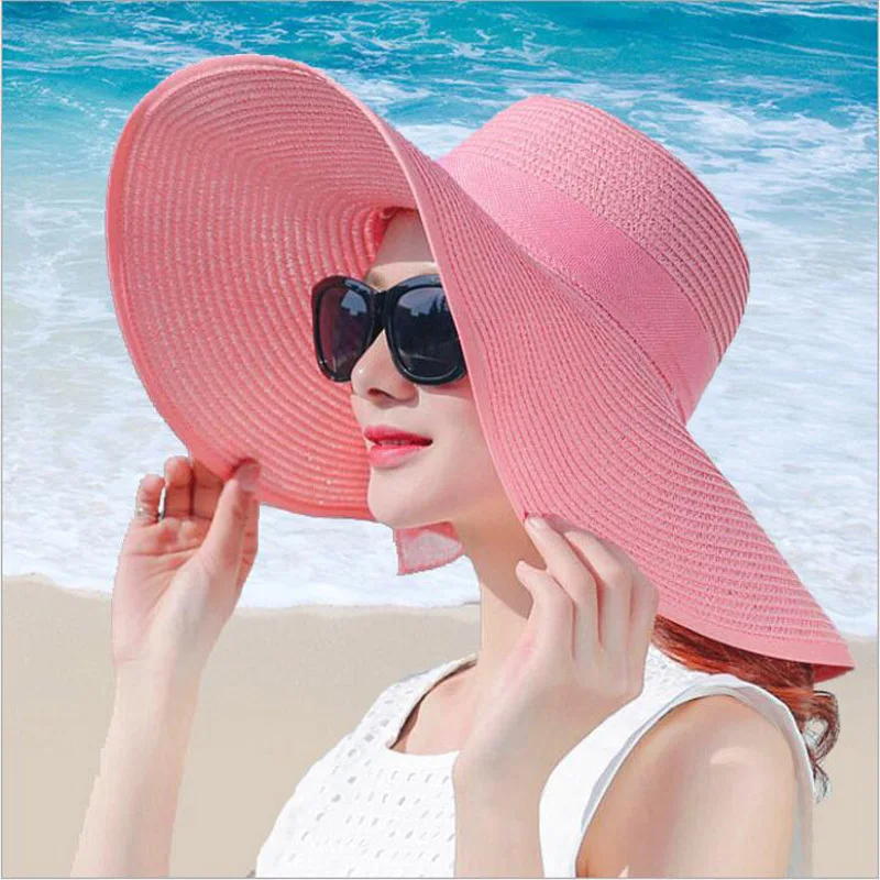 Top Trends: 2019 Simple Elegant Style Summer Large Brim Straw Hat Adult Women Girls Fashion Sun Hat Uv Protect Big Bow Summer Beach Hat Shoppable Styles - Image 3