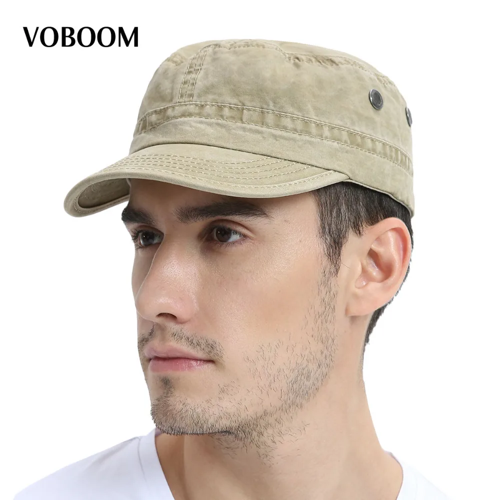 Top Trends: VOBOOM Summer Military Cap Spring Men Women Washed Cotton Fashion Design Flat Baseball Cap Top Army Hat With Air Hole Adjustable Shoppable Styles