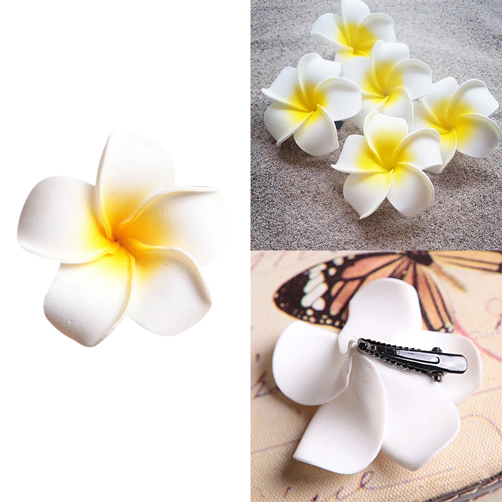 Top Trends: 6Pcs Plumeria Flower Hair Clips For Women Girls Hairpins Egg Flower Barrette Hawaiian Wedding Party Bag Hat Accessories Shoppable Styles