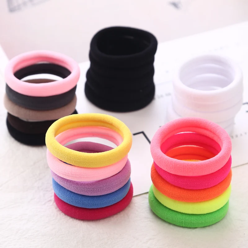 Top Trends: 50pcs / bag 40mm Pure White Hair Holders Rubber Bands Elastics Girl Women Tie Gum Headband Hair Accessories Elastic Hair Bands Shoppable Styles