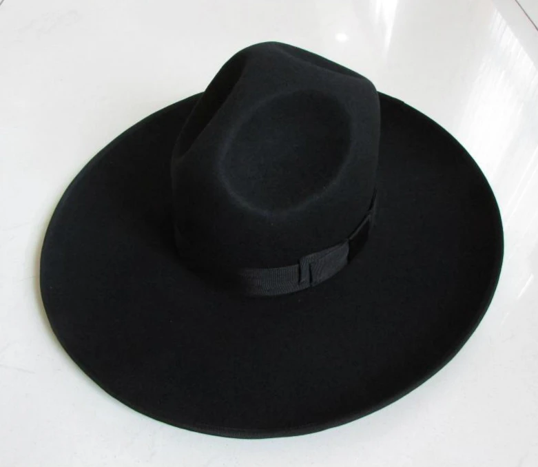 Top Trends: Men&#039;s 100% Woolen Fedoras Hat Wide Brim Oversize 12cm Woolen Hat Fashion Black Wool Felt Fedora Woolen Cap Equestrian Hat B-8127 Shoppable Styles