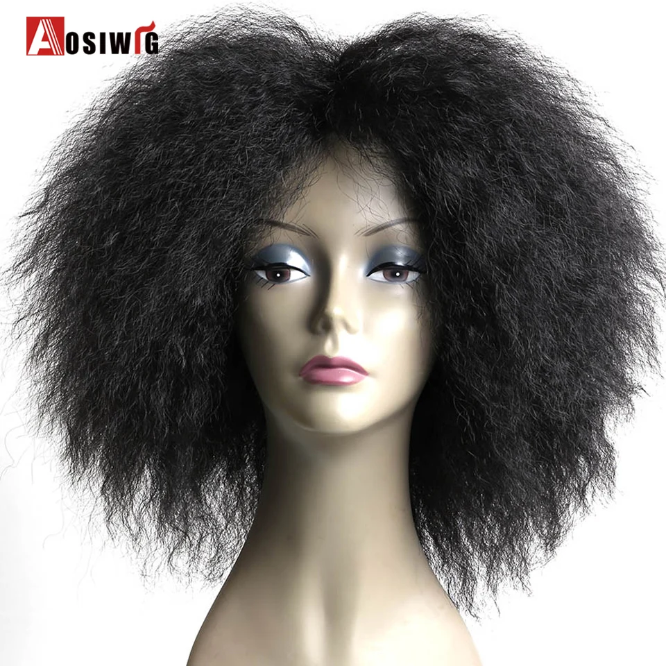 Top Trends: AOSI WIG Short Fluffy Hair Afro Kinky Curly Black Brown Natural Heat Resistant Synthetic Cosplay Wigs For Black Women Shoppable Styles