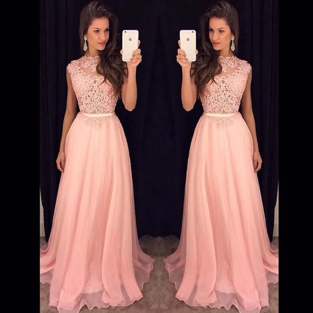 Top Trends: Long Bridesmaid Dresses Sleeveless Chiffon Lace Pink Red Royal Blue Wedding Party Dress Formal Gowns Vestidos 2018 Hot Plus Size Shoppable Styles