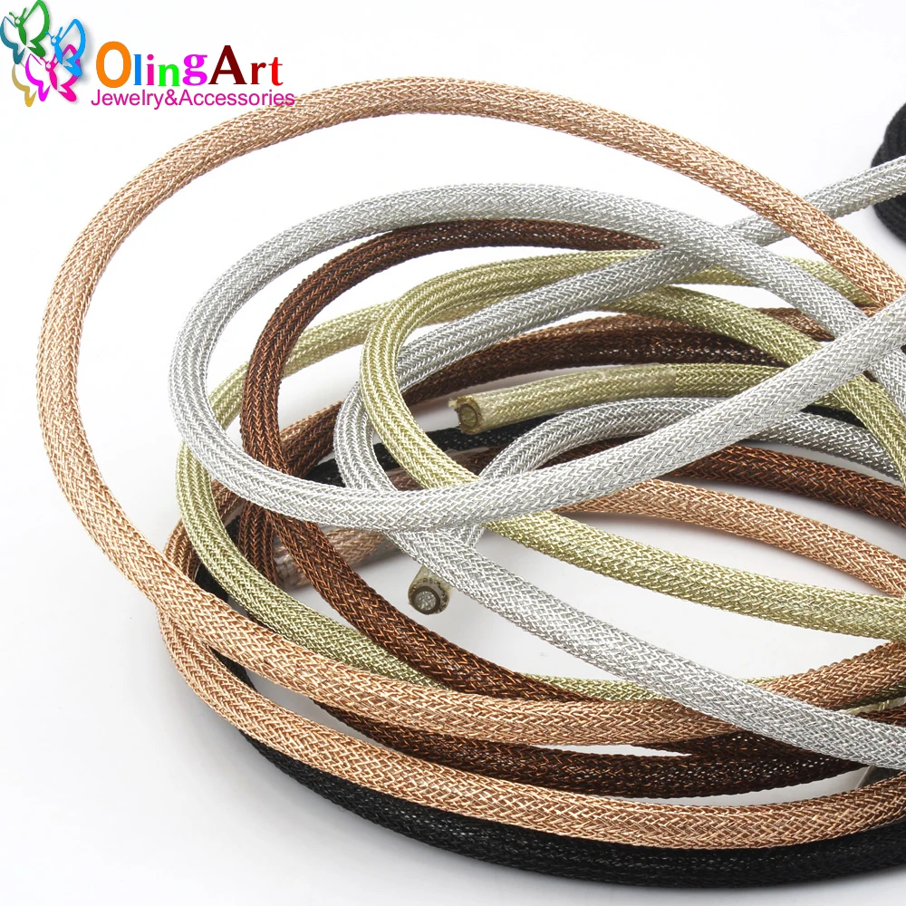 Top Trends: OLINGART 1M / lot 6.0mm Mesh Metal Colorful Wire Plastic Hollow Tube Put On The Wire To Fix Shape DIY Bracelet Jewelry Making Shoppable Styles