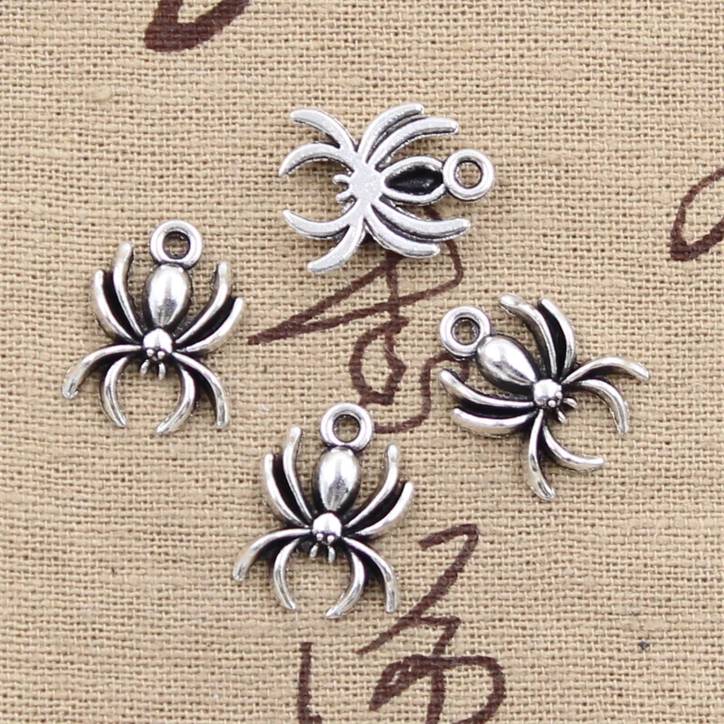 Top Trends: 30pcs Charms Spider Halloween 17x14mm Antique Bronze Silver Color Pendants Making DIY Handmade Tibetan Bronze Jewelry Shoppable Styles